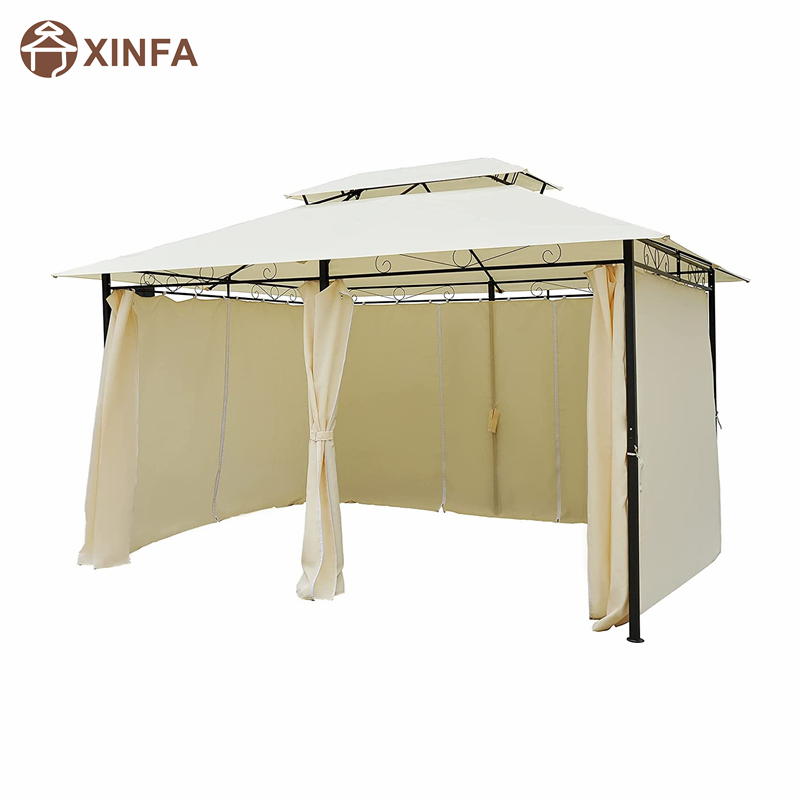 10 \\\\ \'x 13 \\\\\' pergola gazebo morbida esterna con tende, gazebo in telaio in acciaio a 2 livelli per patio, crema bianca