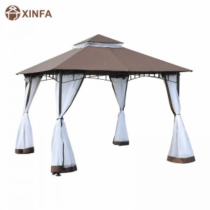 Tenda da baldacchino da gazebo da 10 \\\\ \'x 10 \\\\\' patio esterno con pareti laterali a rete, baldacchino a 2 livelli per cortile, caffè