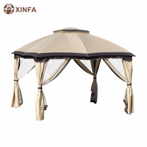 12 \\\\ \'x 10 \\\\\' Tenda a baldacchino da gazebo da esterno a 2 livelli per patio con parete con maglietta con cerniera, beige