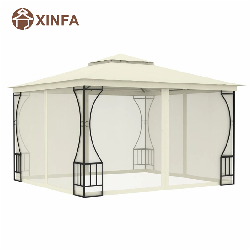 Gazebo da giardino a baldacchino per esterni gazebo impermeabili con zanzara a quattro latineri, bianco